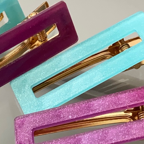 Jewel Tone Architectural Large Hair Clips 4pcs - Picture 3 of 5